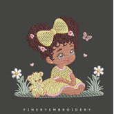 Girl with Teddy Bear Embroidery Design | FineryEmbroidery - FineryEmbroidery